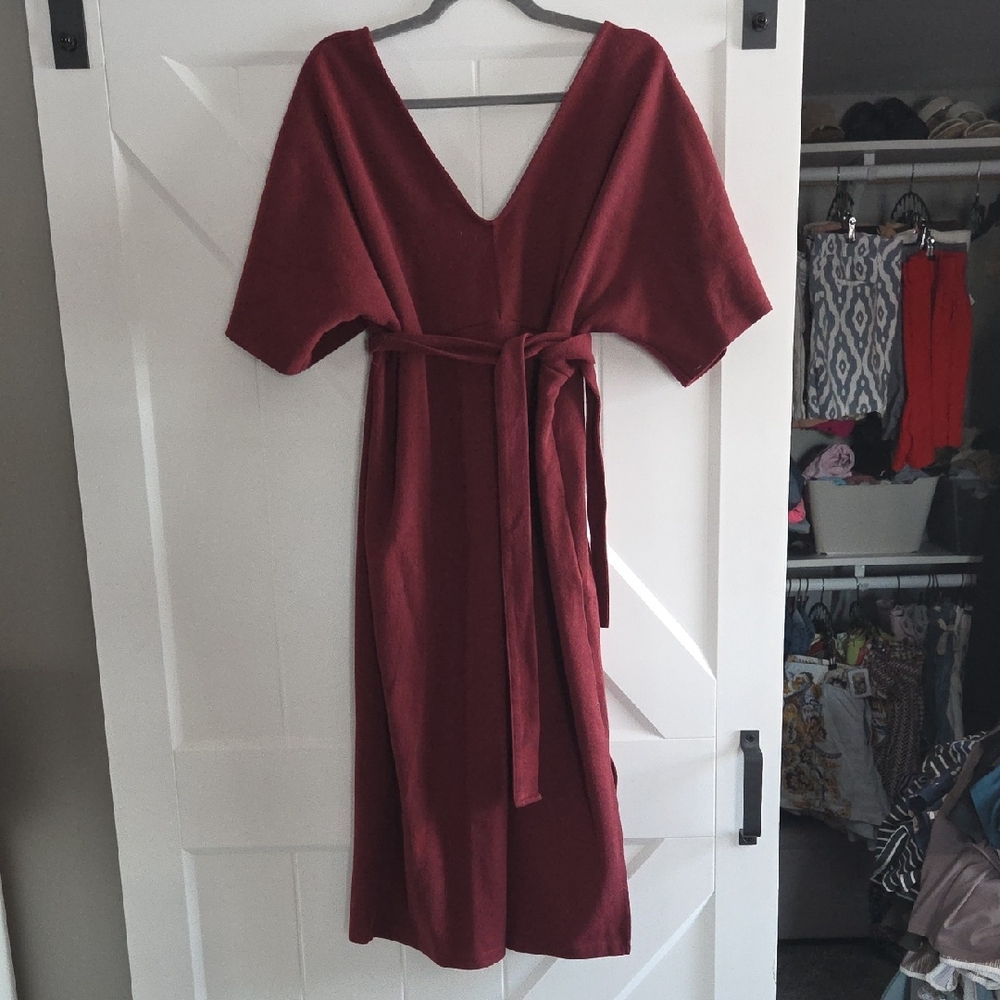 Elegant Burgundy Maternity Dress